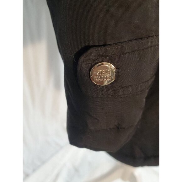 Steve Madden Parka Black Faux Fur Trim And Lining Removable Hood Sz M Penny Lane - Picture 9 of 16